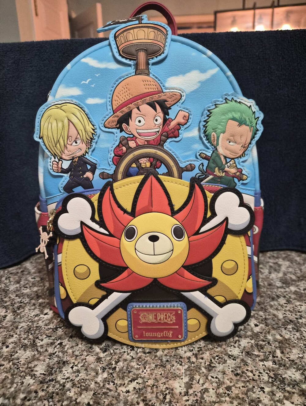 Loungefly One Piece Sunny Ship Mini Backpack - Blue, Yellow, Red, Green